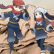 An image of the main characters of Pokemon Legends Arceus.